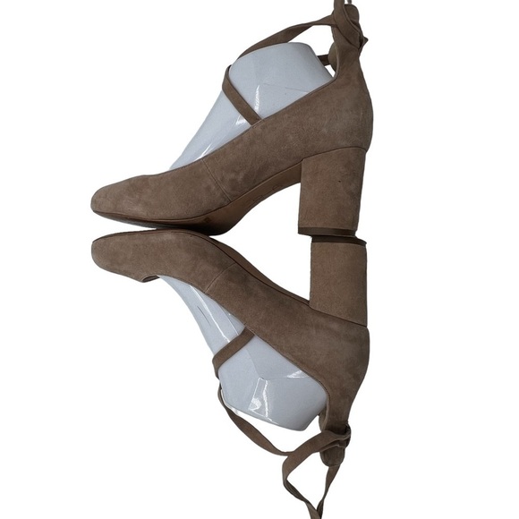 Jessica Simpson Venya Suede Totally Taupe Ankle Wrap Block Heels Size 9 Women's - Picture 7 of 10